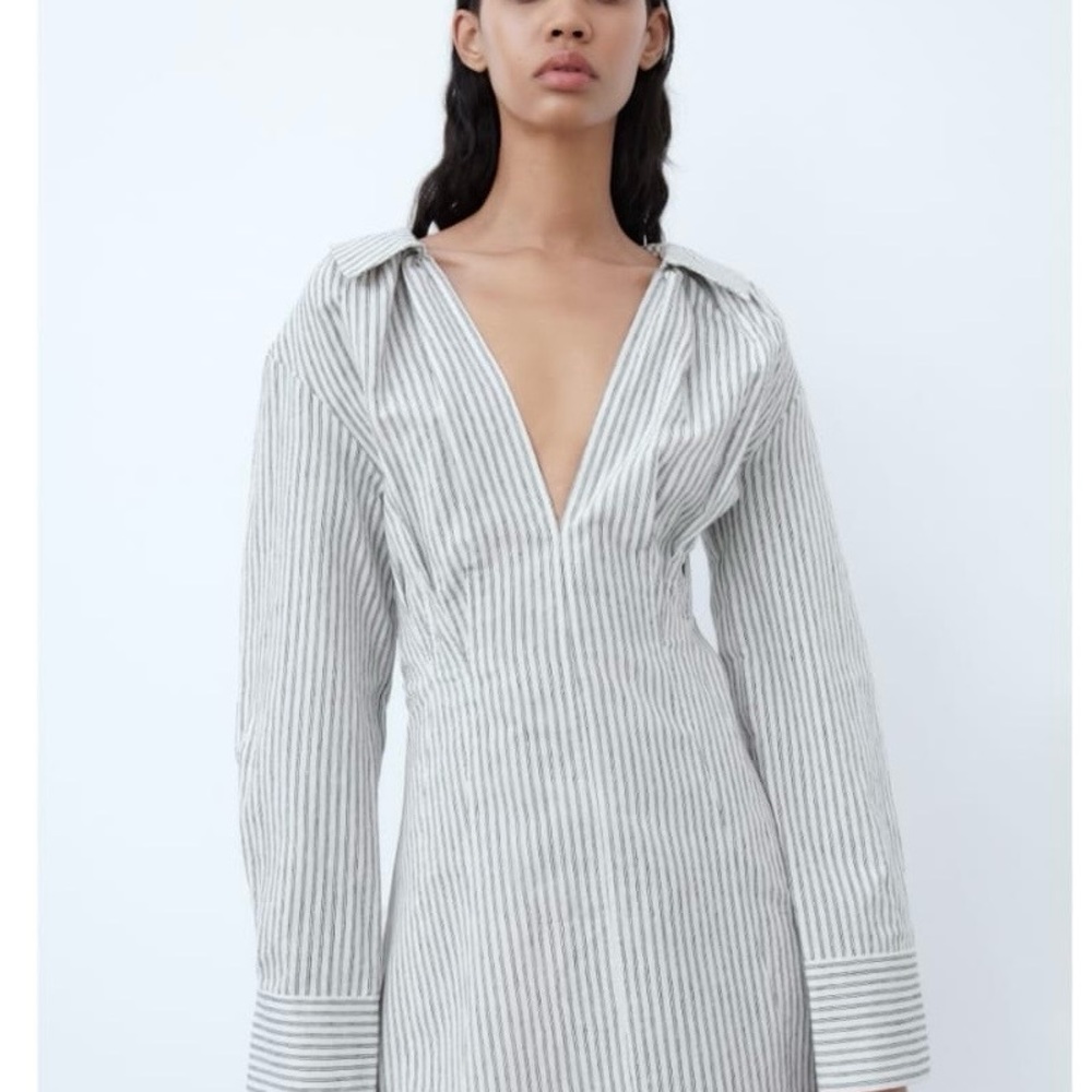 ZARA SHORT STRIPED DRESS SIZE M - Picture 3 of 9